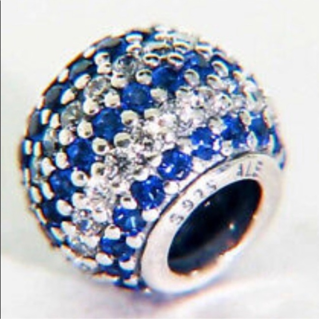 New Pandora Blue Nautical Pave Light Sterling Silver Charm